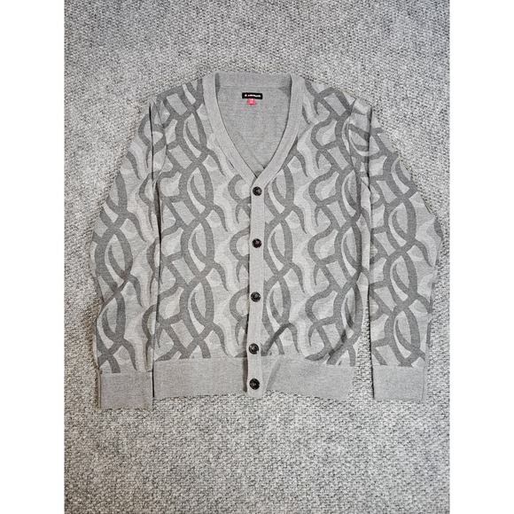 Airwalk Gray‎ Cardigan Mens Large Sweater Full Button Sweatshirt Soft Grandpa - Picture 2 of 7